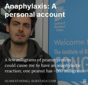 Oli Wetherall Anaphylaxis a personal account - negative experience s when dining out