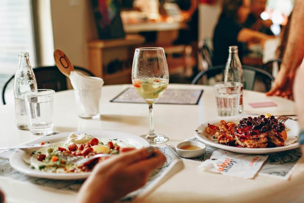 Royalty free image, dinner table of food and drink